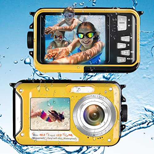 4k caméra étanche caméra sous-marine double écrans selfie 48mp 16x zoom  numérique appareil photo numérique pour la plongée en apnée enfants
