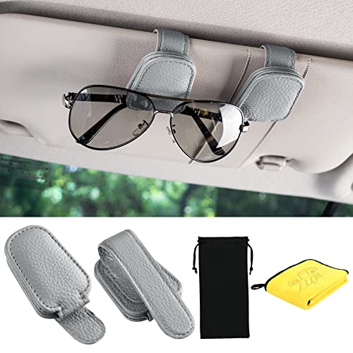 Lot De 2 Supports à Lunettes Pour Pare-soleil De Voiture - Support Magnétique Gris, Rangement Pour Cartes, Tickets, Stylos