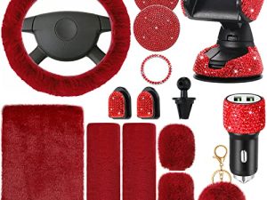 15 Pcs Fluffy Bling Accessoires De Voiture
