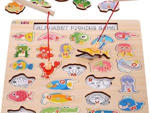 NASHRIO Jeu de pêche en bois magnétique