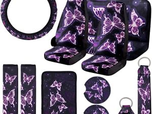 15 Pièces Violet Papillon Housses de Siège