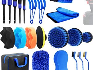 PL ZMPWLQ 22 pcs Car-Cleaning-Tool-Set Auto-Detail-Brush-Kit Car-Detailing-Brushes-Set