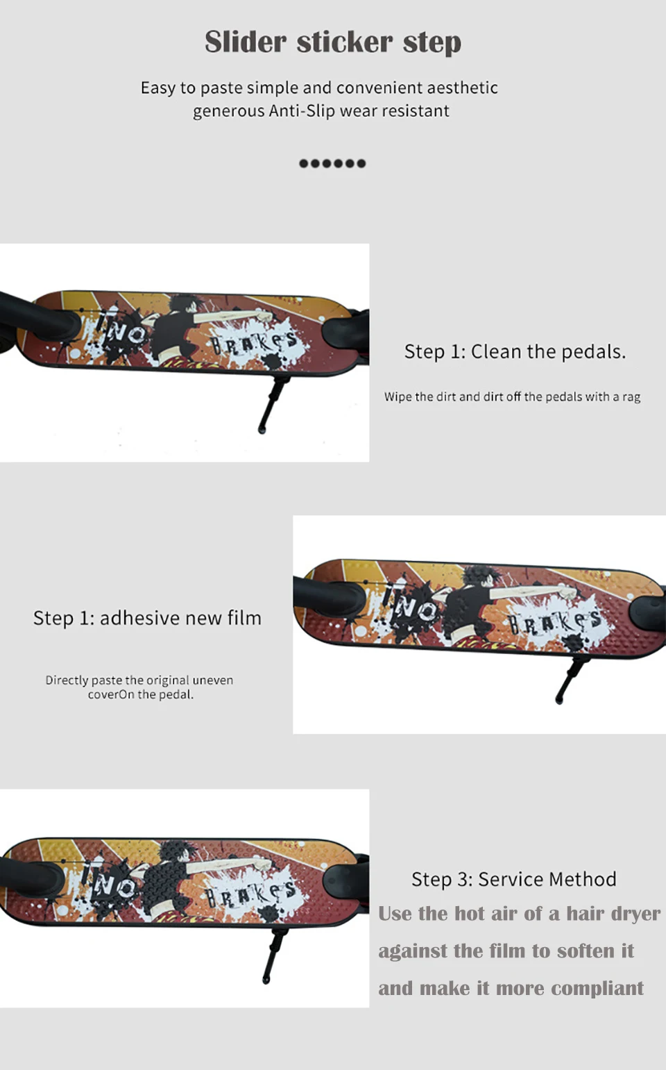 Autocollants pour pédales de trottinette électrique XIAOMI ata jia M365 Pro