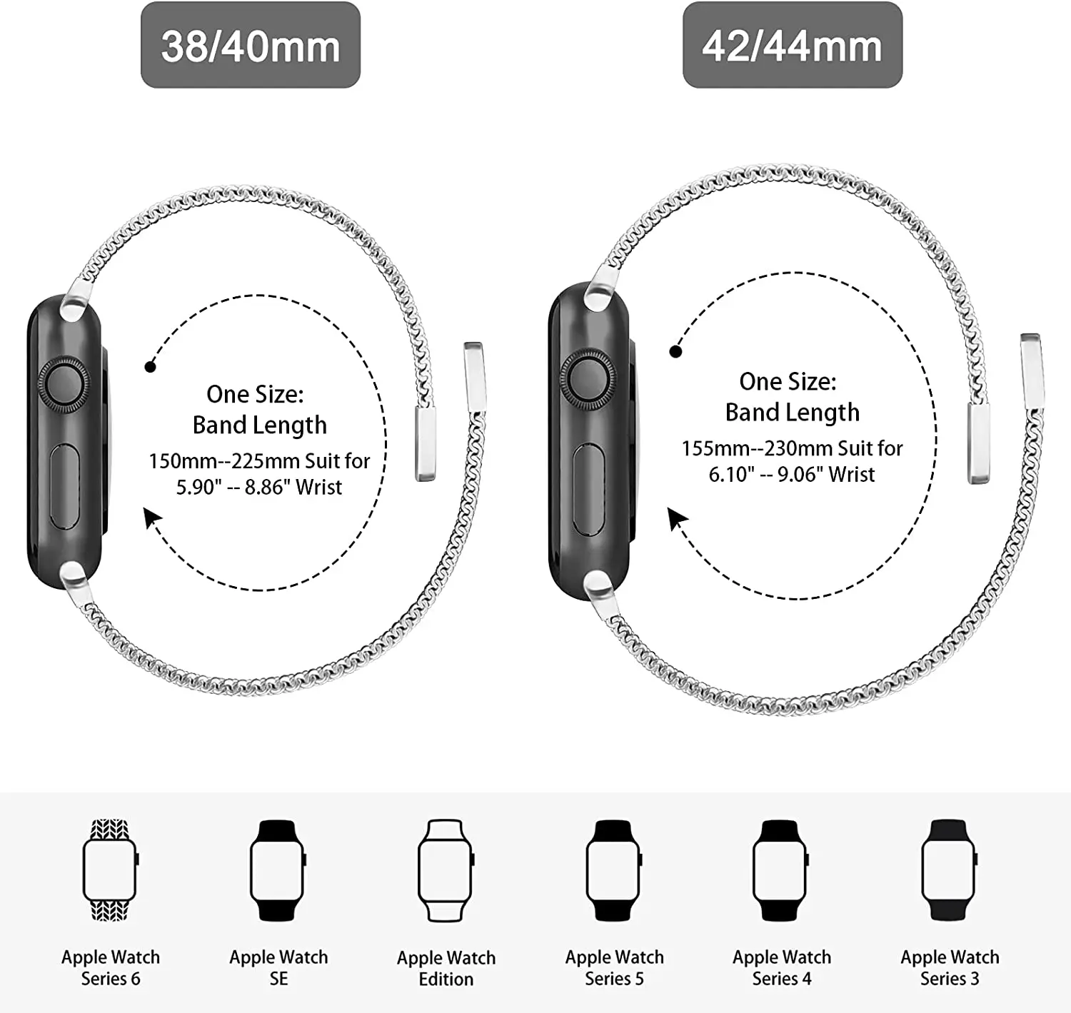 Bracelet à boucle milanaise pour Apple Watch Band