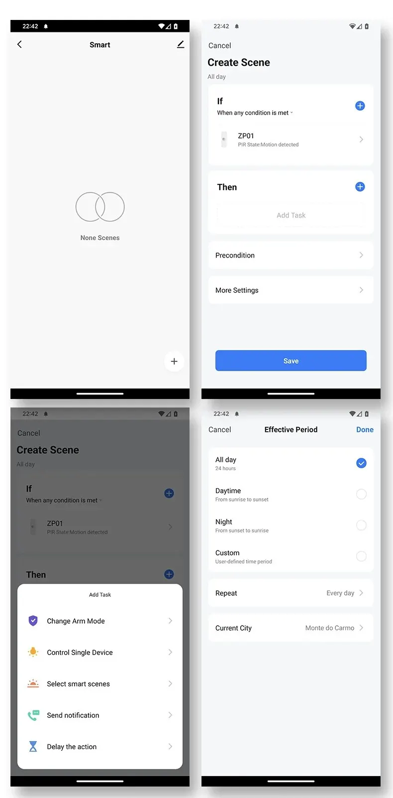 Page Scènes et automatisation