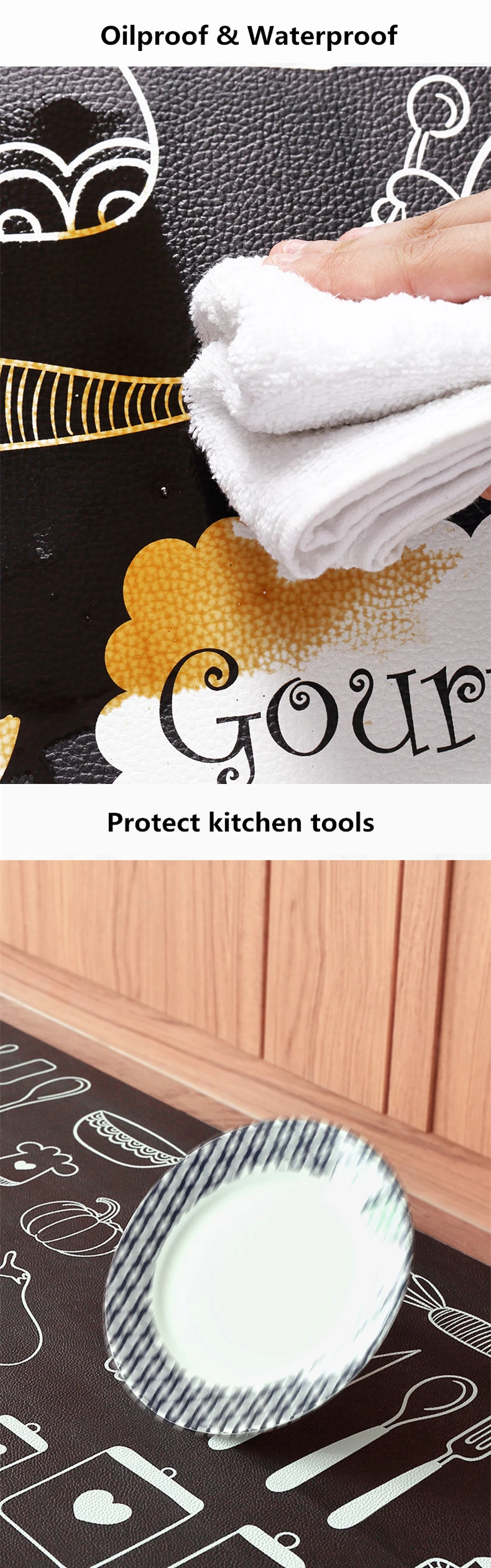 Tapis de cuisine en cuir PVC résistant à l'huile