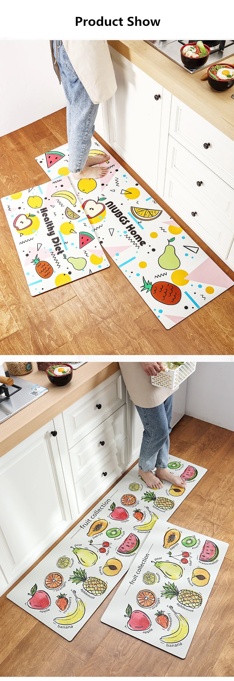 Tapis de cuisine en cuir PVC résistant à l'huile