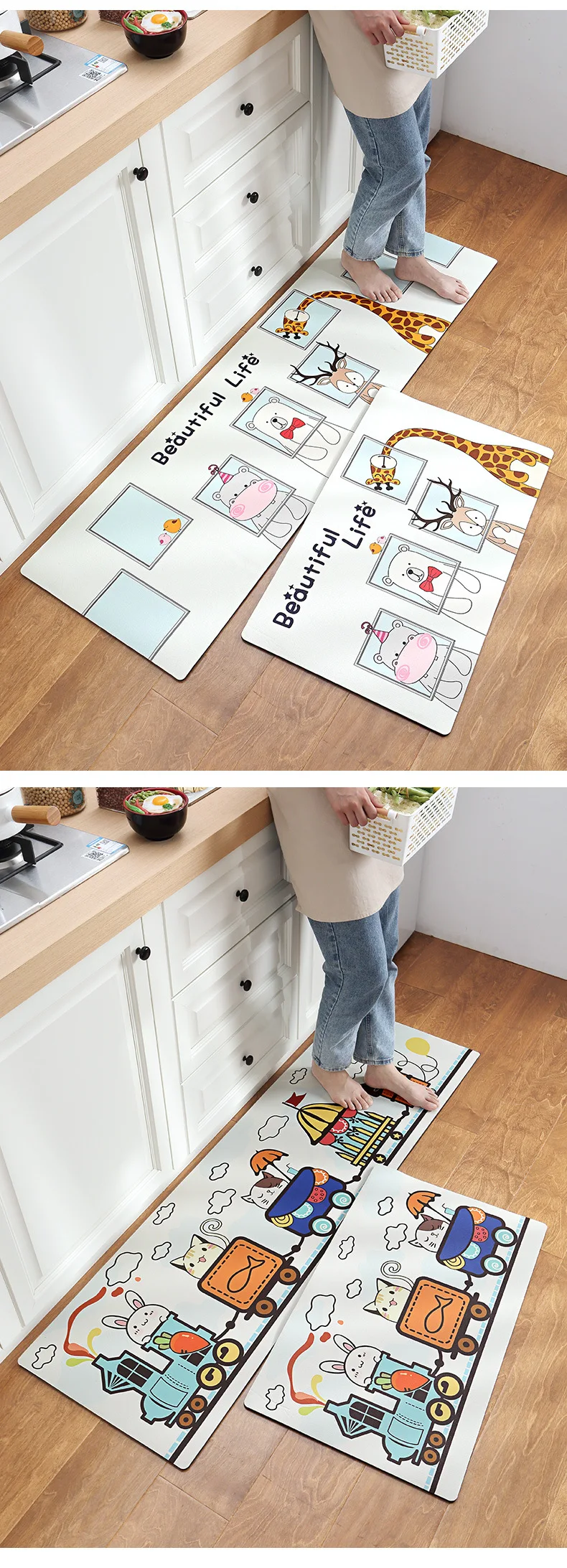 Tapis de cuisine en cuir PVC résistant à l'huile