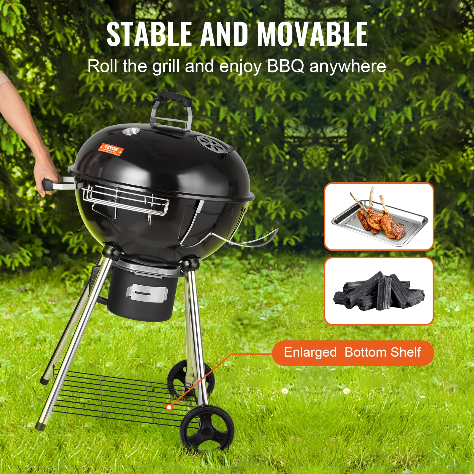 Barbecue à Charbon De Bois KEG Compass - Portable Avec Ventilateur Intégré - Grille Fonte 30 Cm