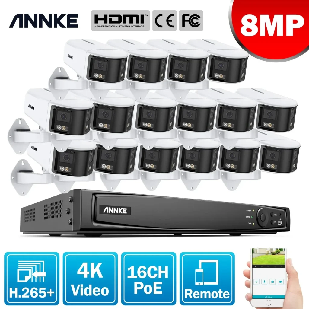 « ANNKE-Caméra de permission Extérieure IP POE HD 6MP, 16 Canaux, NVR, Dispositif de Sécurité Résistant à 180 °, avec Vision Nocturne et Documents Complets » résumé en 5 à 7 mots pourrait être : « ANNKE-Caméra de sécurité extérieure HD 6MP ». – Test et Avis