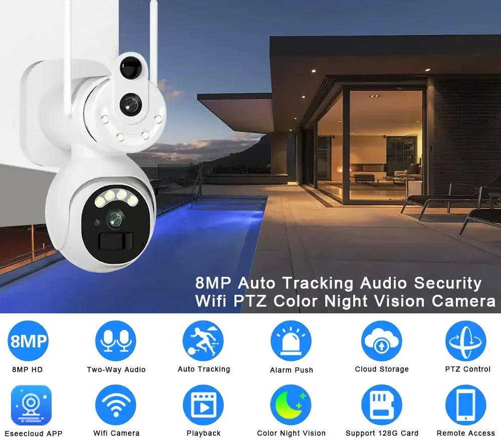 Caméra de vidéosurveillance extérieure avec panneau solaire