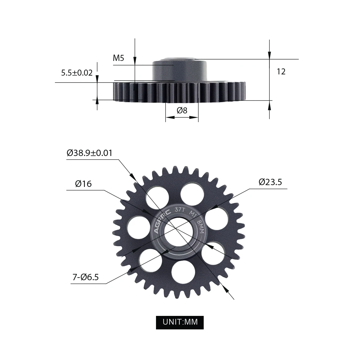 Pignon Mod 1 20T Alésage 8mm Pour Voiture RC - Acier Trempé Haute Résistance, Compatible Crémaillère Mod 1