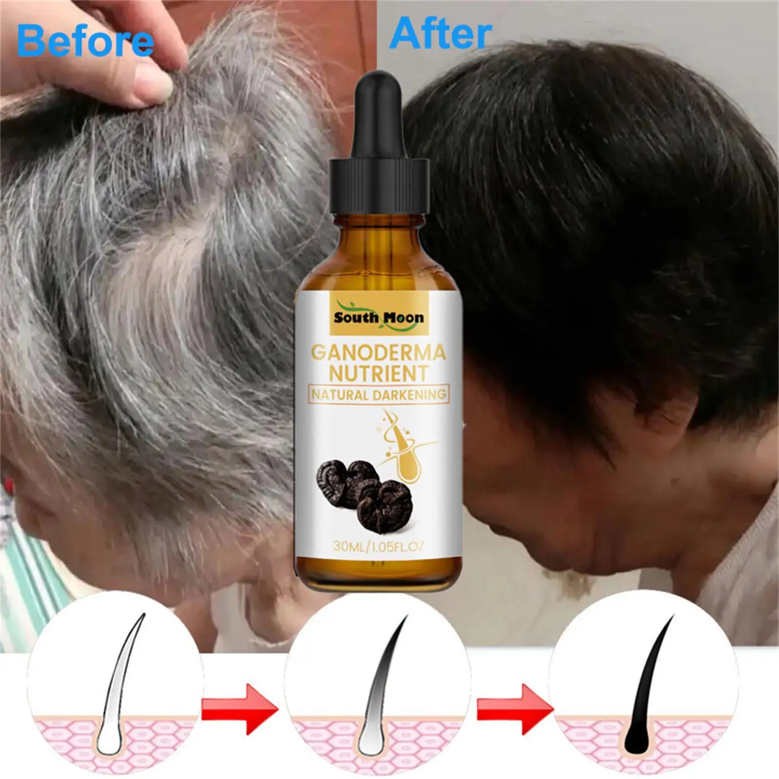 Sérum de traitement des cheveux gris blancs