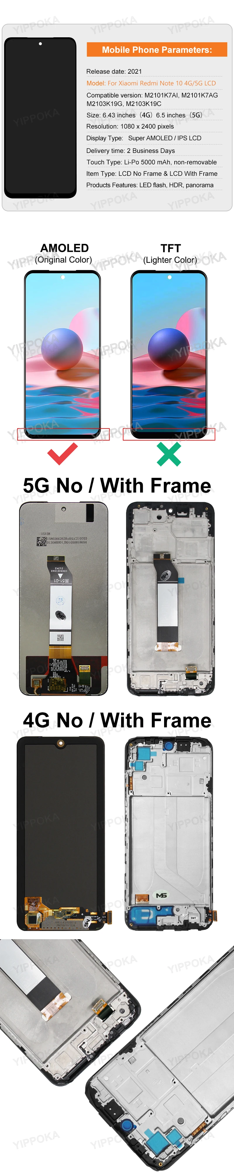 Ensemble écran tactile LCD Super AMOLED