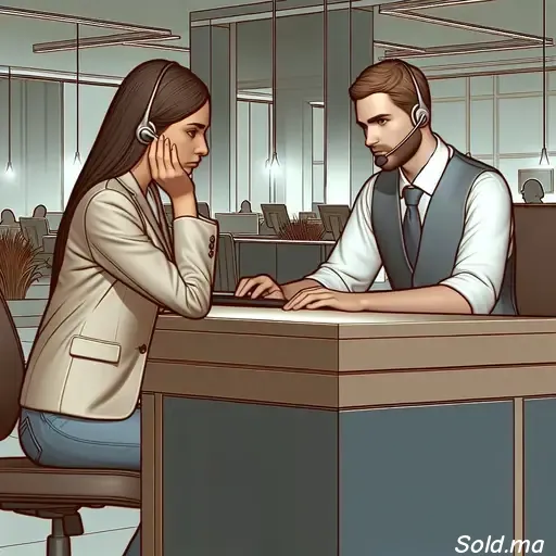 illustration d'une interaction apaisée entre un conseiller et un client
