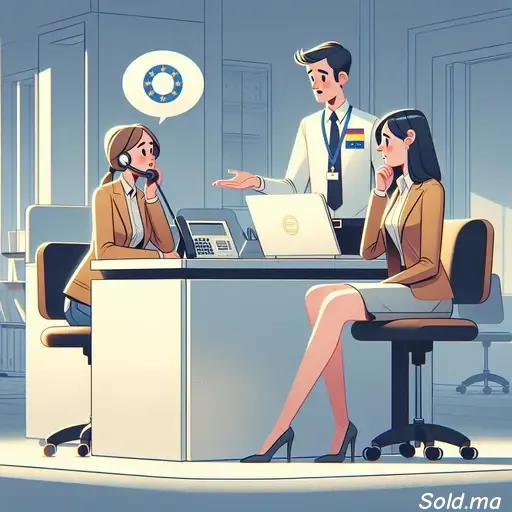 Mise à jour client communication rapide | Sold.ma illustration d’un client rassuré par un agent de service
